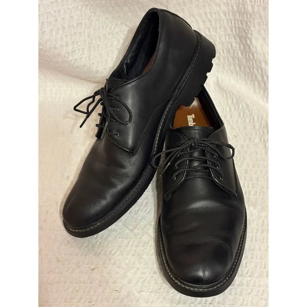 Timberland 5549R Waterproof Black Leather Oxfords Lug Sole Men’s Size 10